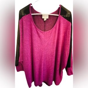 Ava & Viv Women’s Plus Sized 3X Purple/Fuschia Top w/Sheer Black Embellishments